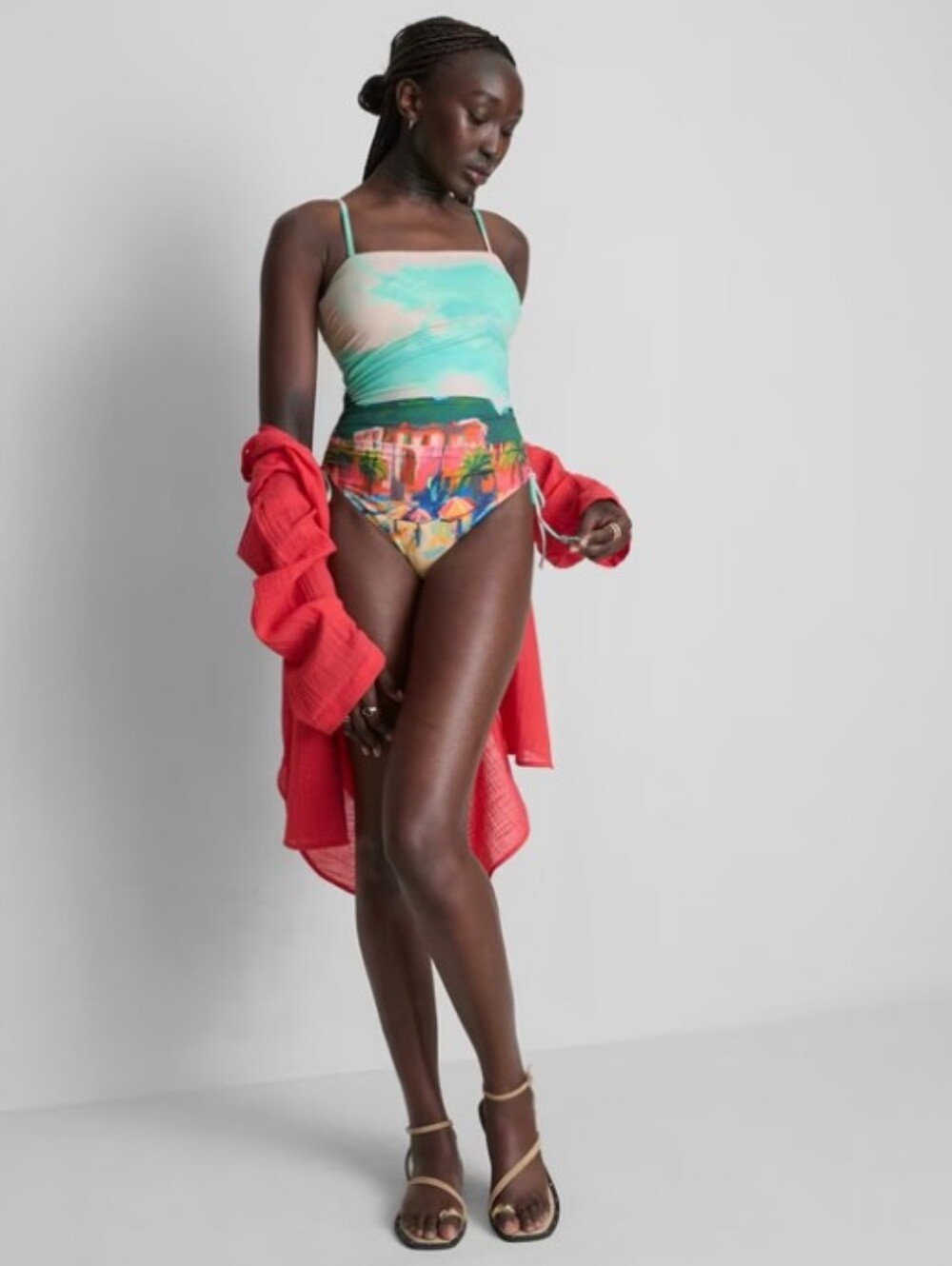 PRIMARK BLOGGER MULTCOLOR SCENIC BEACH PRINT ONE PIECE SWIMSUIT NEW SIZE 2XL